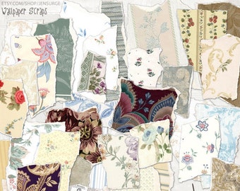 Wallpaper Scraps instant download ephemera pack, printable, digital collage, diary / junk journal, altered art, mixed media, clipart