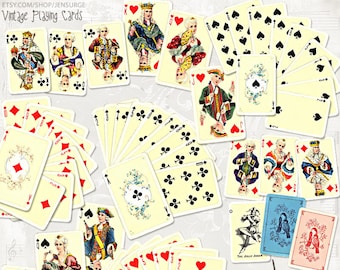 Vintage Playing Cards instant download ephemera, printable, digital collage, diary / junk journal, altered art, mixed media, clipart