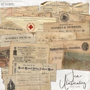 Old Documents instant download ephemera pack, printable, digital collage, diary / junk journal, altered art, mixed media, clipart