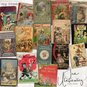Vintage Storybooks ephemera pack, printable, digital collage, diary / junk journal, altered art, mixed media, clipart