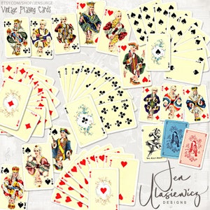 Vintage Playing Cards instant download ephemera, printable, digital collage, diary / junk journal, altered art, mixed media, clipart