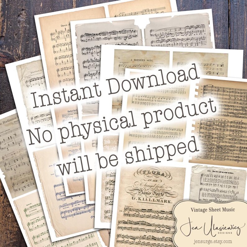 Vintage Sheet Music Digital Collage: Junk Journal Ephemera (Digital Download) image 4