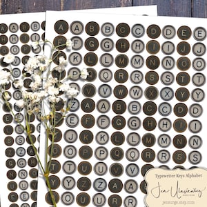 Typewriter Keys Alphabet Digital Collage Sheet: Scrapbook Clipart (PDF)