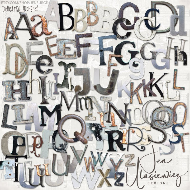 mixed media altered art digital collage diary junk journal Typewriter Keys Alphabet instant download ephemera pack clipart printable