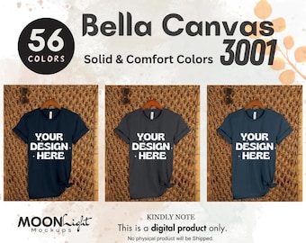 Bella Canvas 3001 T-Shirt Mockup Bundle, 56 Colors (Digital JPG)