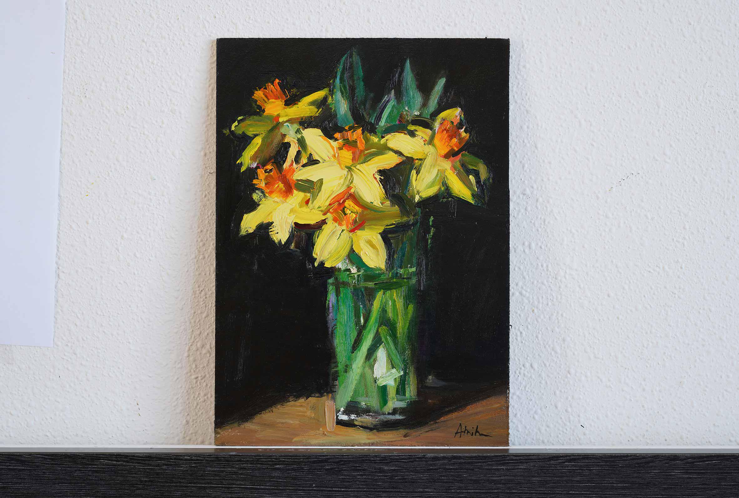 Yellow Daffodils, Original Floral Oil Painting Flowers Impressionist ...