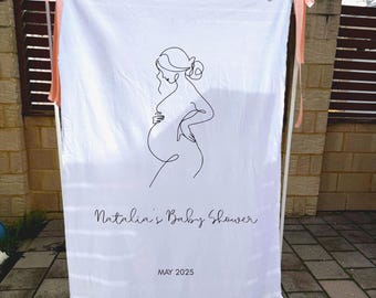 Custom Baby Shower Sign Banner | Personalised engagement  sign | Backdrop with Eyelets | fabric sign for baby shower