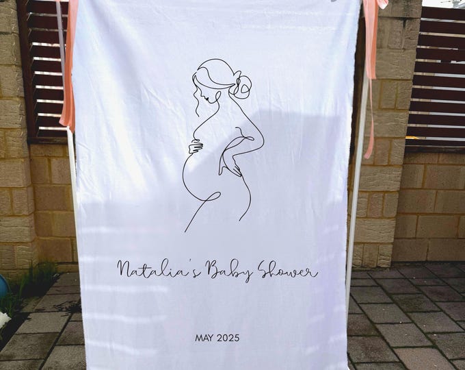 Custom Baby Shower Sign Banner | Personalised engagement  sign | Backdrop with Eyelets | fabric sign for baby shower