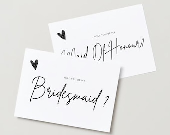 10pack Bridesmaid Proposal Cards B&W