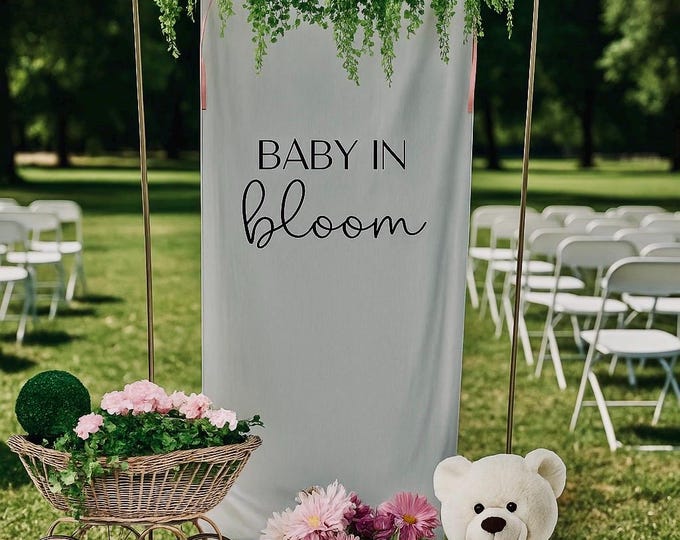 Baby in Bloom Fabric Baby Shower Banner Sign