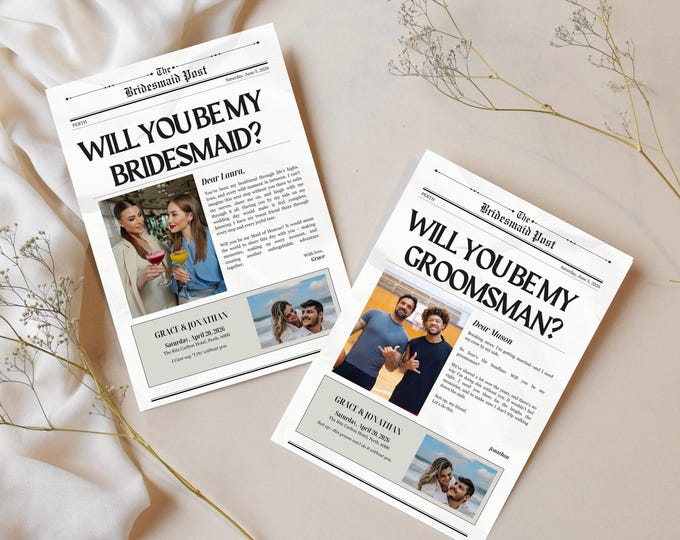 Bridesmaid/Groomsmen Proposal Newspaper - Digital Template