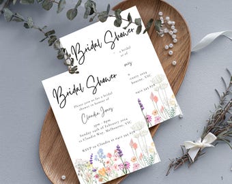 Wildflowers Editable Bridal Shower Invitation Template