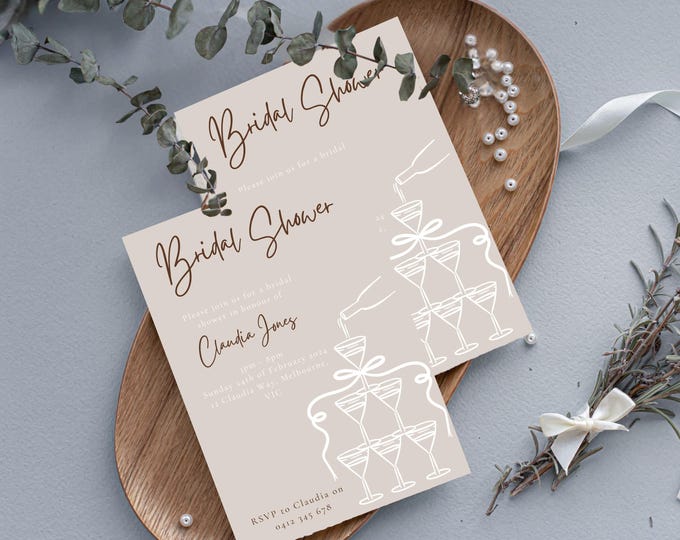 Espresso Editable Bridal Shower Invitation Template
