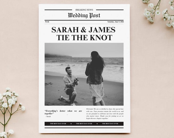 Wedding Newspaper Digital Template