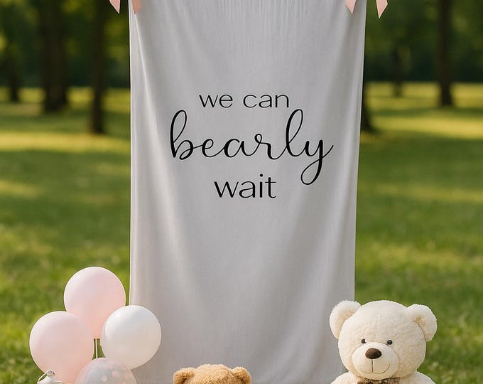 We can Bearly Wait Custom Fabric Baby Shower Sign