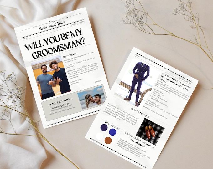 Groomsman/Bridesmaid Proposal Newspaper - Digital Template