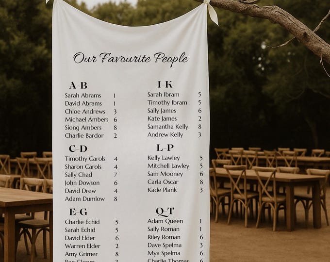 Personalised Fabric Wedding Seating Chart Sign