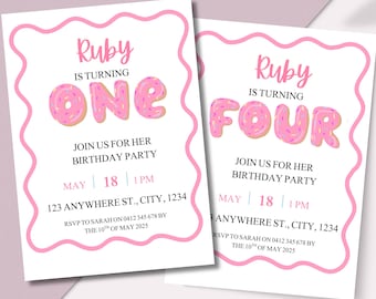 Donut Birthday Party Editable template for Template