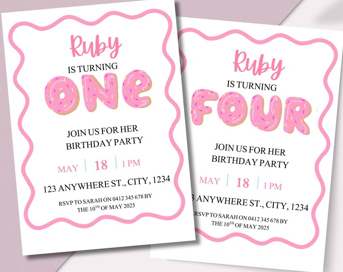 Donut Birthday Party Editable template for Template