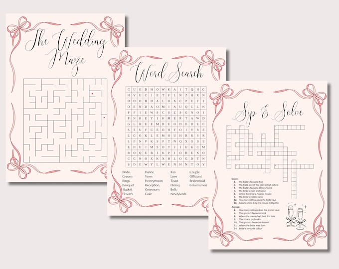 Personalised Wedding Game Set – Bows