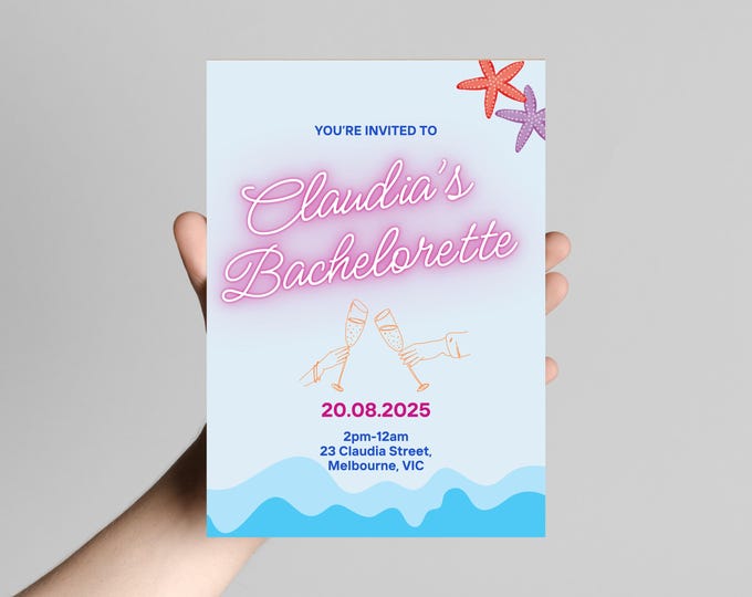 Beach Editable Bridal Shower Invitation Template