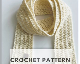 CROCHET PATTERN, Unisex Scarf, Ribbed Scarf for Men, DIY Craft