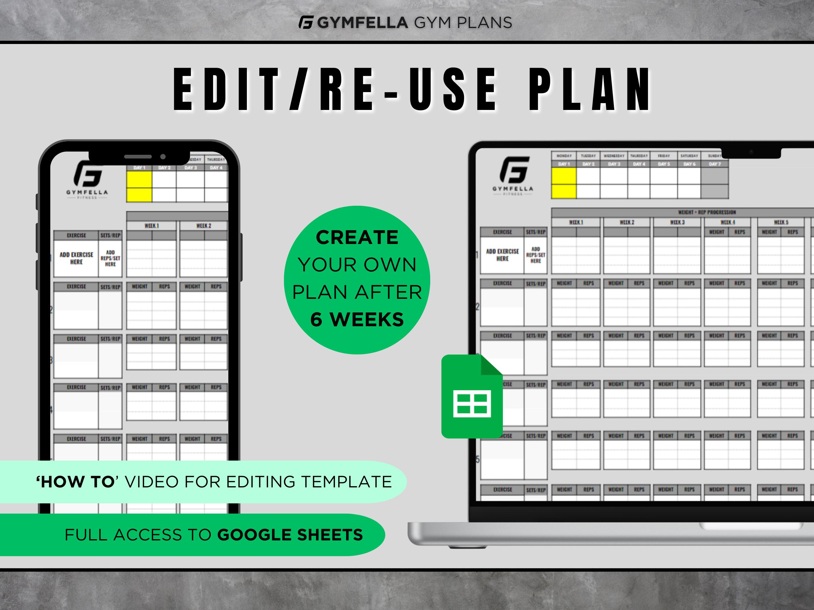 4 Day Training Plan | Gym Plan | 6 Week Tracking | Muscle Building ...