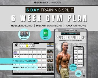 6-dniowy plan treningowy | Plan siłowni | 6-tygodniowe śledzenie | Budowanie mięśni | Ćwiczenia | Szablon programu fitness