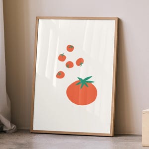 Tomatoes Wall Art | Vintage Food Art Print | Trendy Tomato Poster | Retro Kitchen Decor | Red Vegetable Illustration | Digital Download