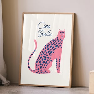 Ciao Bella Poster Retro Typography Wall Art | Italian Quote Print for Gallery Wall | Chic Apartment or Office Decor | Digital Download