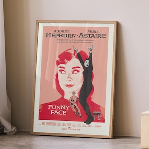 Audrey Hepburn Lustiges Gesicht Poster | Vintage Film Wand Kunst | Klassischer Film-Fächerdruck | Retro Kino Dekor | Wohnkultur | Digitaler Download