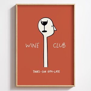 Minimalism Wine Club Poster | Trendy Red Wine Lover Art | Retro Wine Kitchen Bar Cart Decor | Modern Dining Room Wall Art | Digital Download