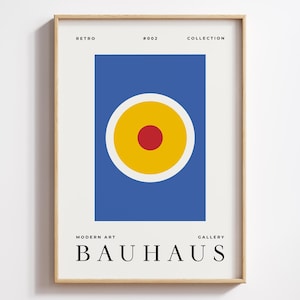 Bauhaus Poster Vintage Exhibition Print | Printable Modern Wall Art | Colorful Blue Geometric Wall Decor | Mid-Century Minimalist Art