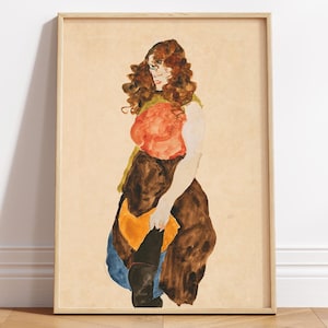 Standing Woman Egon Schiele Poster | Vintage Exhibition Print | Modern Minimalist Wall Art | Museum Inspired Home Decor | Digital Download