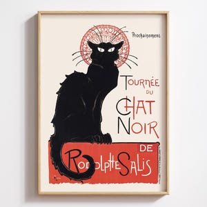 Black Cat Wall Art | Chat Noir Vintage Poster | Classic French Cat Print | Digital Download | Living Room Bedroom Decor | Printable Poster