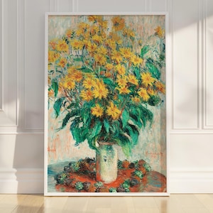 Claude Monet Instant Download Jerusalem Artichoke Flowers 1880 Art Print Impressionist Painting Wall Decor Floral Artwork Home Decoration