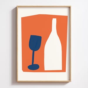Wine Club Poster | Red and Blue Kitchen Wall Art | Bold Modern Food Print | Bar Cart Decor | Fun Vintage Style Printable | Digital Download