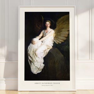 Angel by Abbott Thayer | Vintage Angelic Woman Portrait | Victorian Fine Art Print | Dark Academia Wall Decor | Digital Download Poster