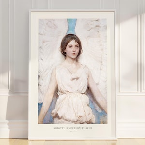 Abbott Handerson Thayer Angel Poster, Spiritual Woman Portrait Print, Vintage Aesthetic Art, Exhibition Painting, Instant Download Decor
