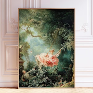 The Swing by Jean Fragonard | Rococo Woman Portrait Art Print | Romantic Vintage Wall Art | Classical Painting | Printable Digital Download