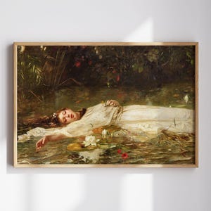 Ophelia by Friedrich Heyser | Shakespeare Gift | Victorian Painting | Romantic Moody Wall Art Print | Literary Home Decor | Digital Download