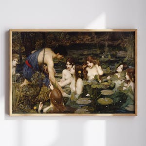 Stampa di Ila e le Ninfe: mitologia greca preraffaellita, poster di Dark Academia Pound (download digitale)