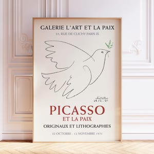 Picasso Dove Print | Minimal Modern Art Poster | Pablo Picasso Exhibition Art | Printable Wall Decor | Peace Symbol Art | Digital Download