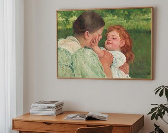 メアリー・カサット「母性の愛撫」プリント｜母と子のポスター