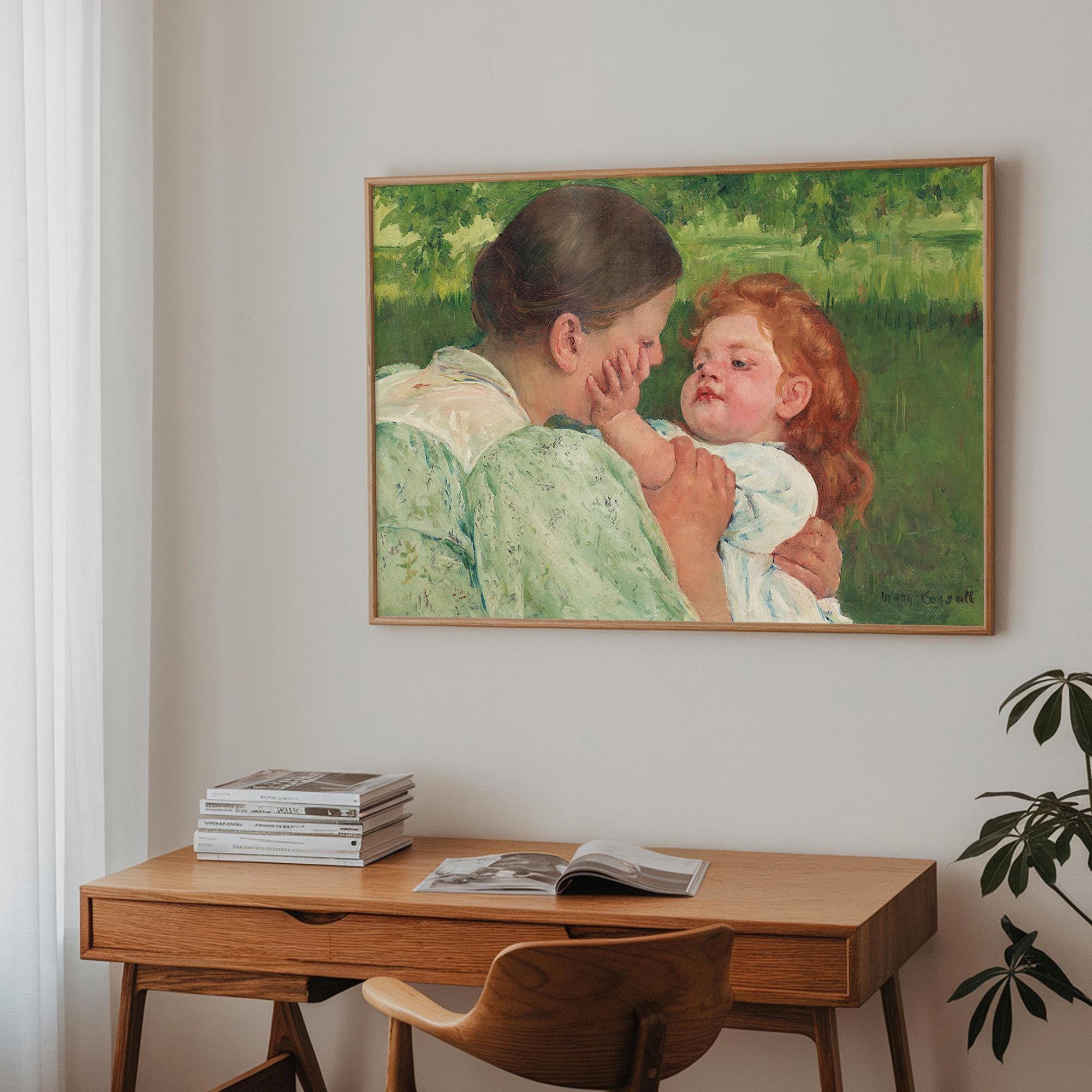 メアリー・カサット「母性の愛撫」プリント｜母と子のポスター
