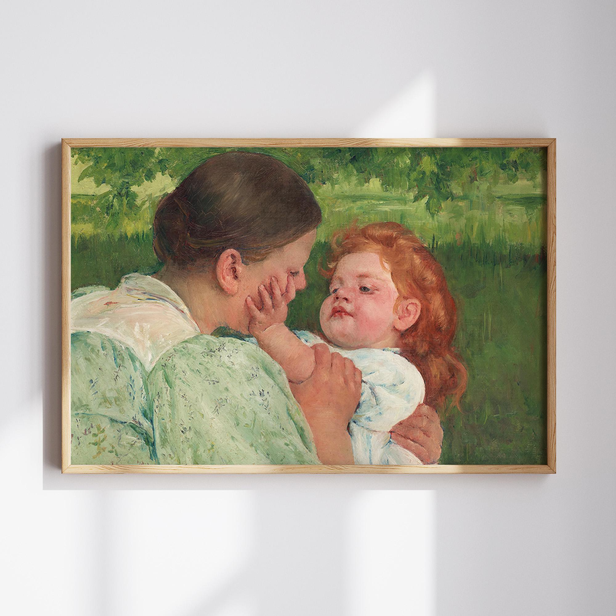 メアリー・カサット「母性の愛撫」プリント｜母と子のポスター