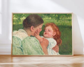 メアリー・カサット「母性の愛撫」プリント｜母と子のポスター