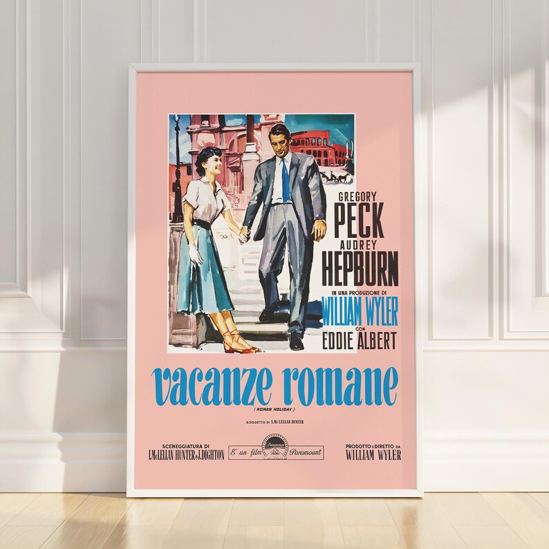 Poster Gregory Peck & Audrey Hepburn - Vacanze romane (1953) – Compra poster e quadri online