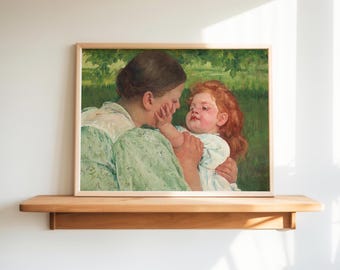 メアリー・カサット「母性の愛撫」プリント｜母と子のポスター