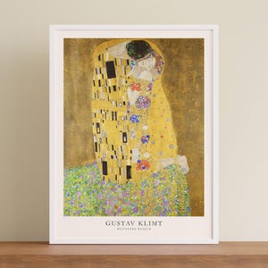 The Kiss by Gustav Klimt | Art Nouveau Poster | Romantic Wall Art Print | Famous Painting Reproduction | Digital Download Gift for Her